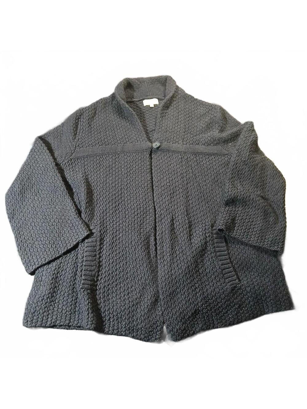 Crown & Ivy Textured Knit Cardigan Sweater Dark Navy Open Front S Small